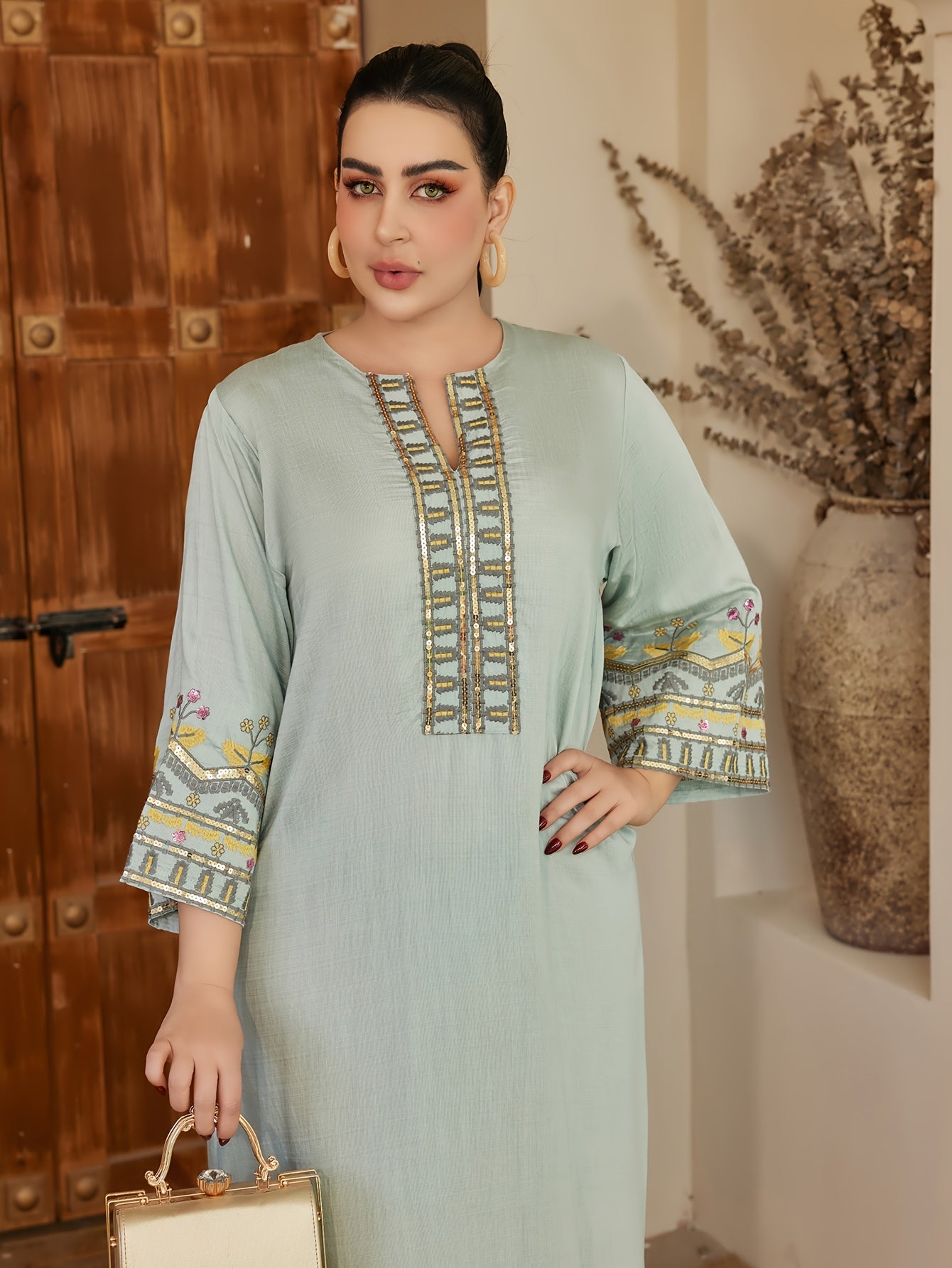 Embroidery Arabic Women's Elegant Dress JALABIA