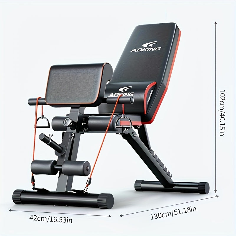 1pc Adjustable Weight Bench with Sit-Up Assistant, 13-in-1 Folding Dumbbell Workout Chair