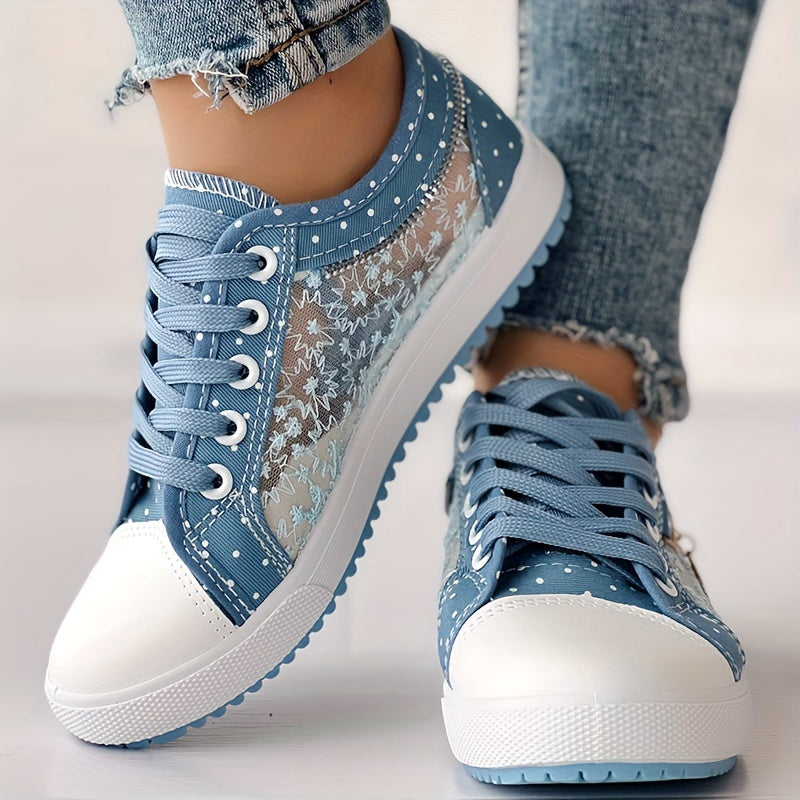 Women's Floral Mesh & Synthetic Cover Casual Sneakers