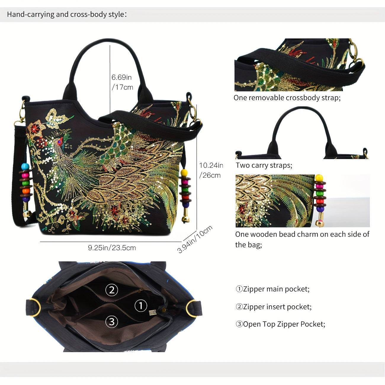 Chic Women's Embroidered Satchel Purse