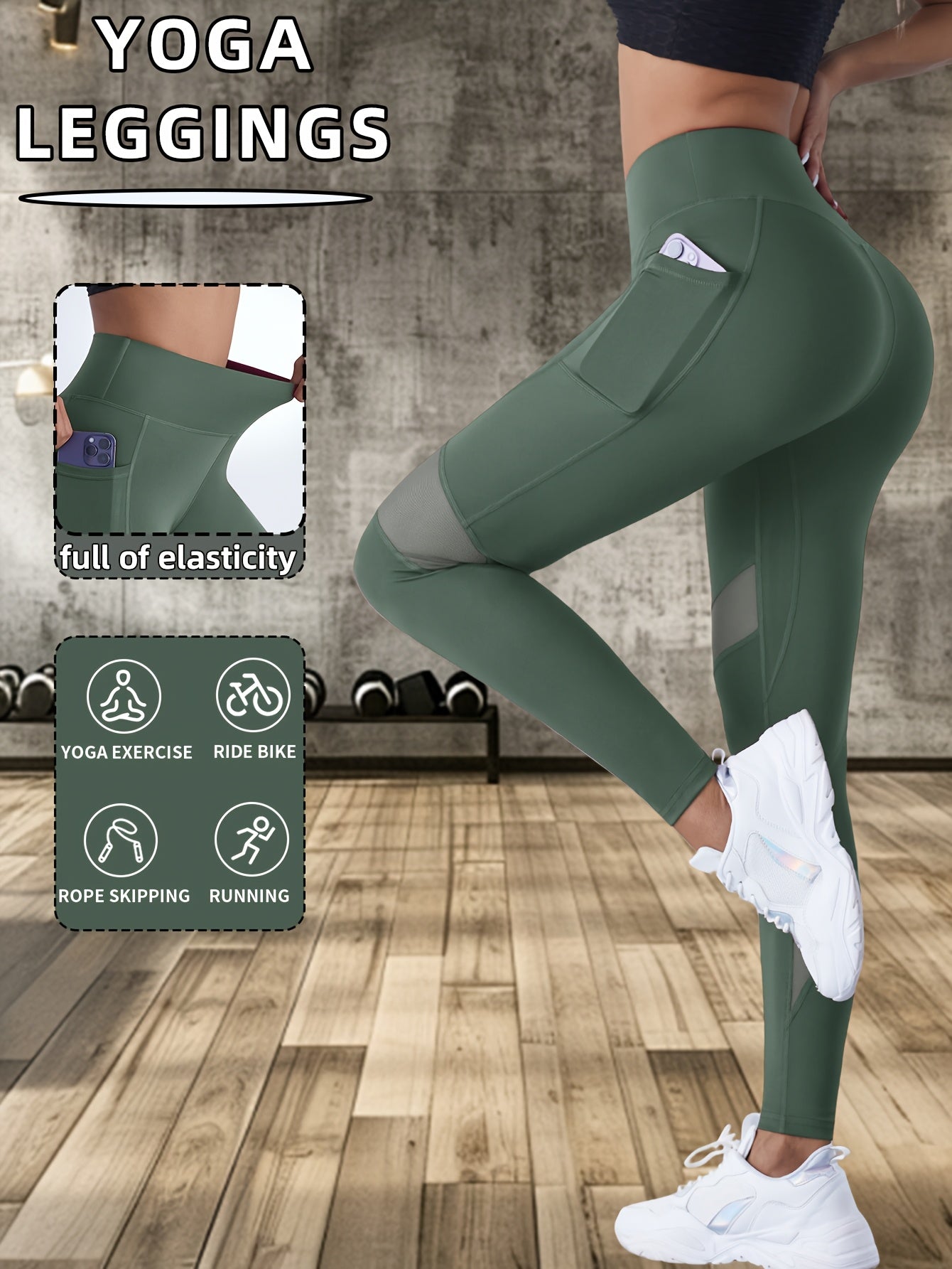 Women's High-Waisted Red Yoga Leggings with Mesh Panel Full Elasticity