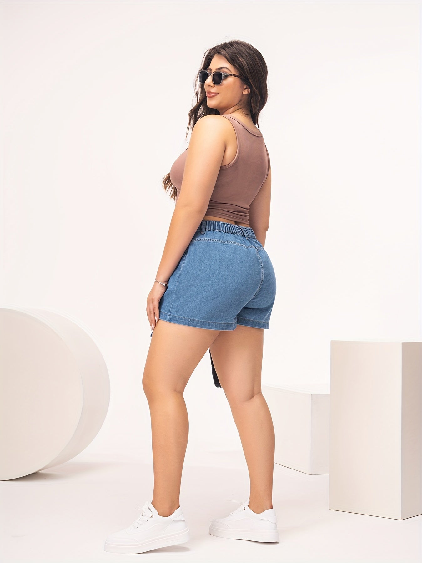 Women's Light Blue Denim Skort - Casual Style with Flap Pockets, Non-Stretch Fabric, Machine Washable, Perfect for Spring/Summer