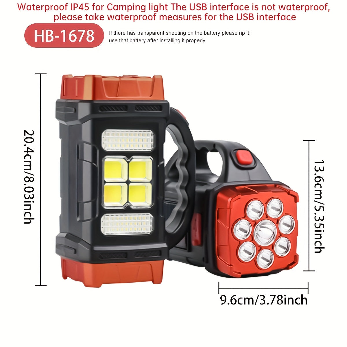 1pc GDSIZHE Solar & USB Rechargeable Emergency Light