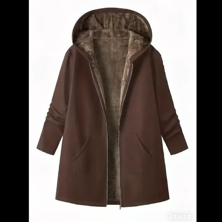 Elegant Winter Hooded Jacket with Pockets - Warm H-Line Coat Suitable for Fall/Winter, Machine Washable Outerwear