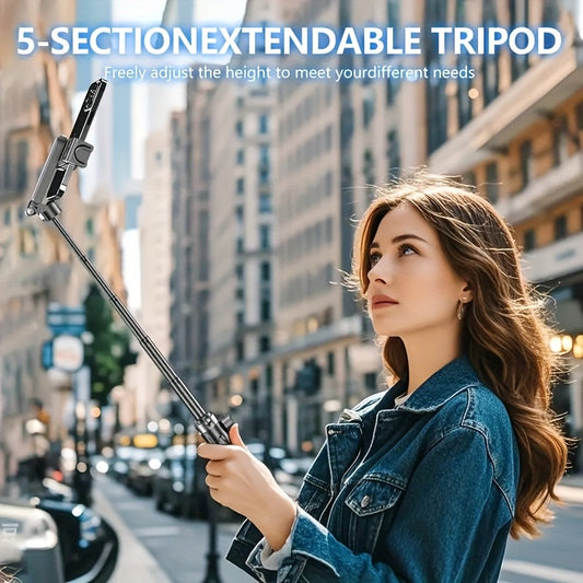 Wireless Phone Grip & 16" Telescopic Selfie Stick with Detachable Remote, 360° Rotation,