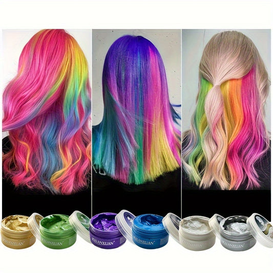 One-time color hair mud wax 9-color full hair mud milk ash grandpa white hair batik cream chocolate Silvery white.