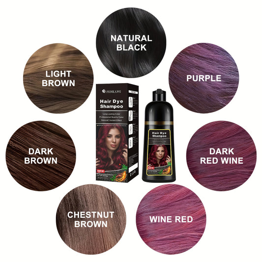 FENKANG Hair Dye Shampoo - Black to Gray Coverage, Easy Wash-Off, Natural Ingredients with Ginger & Plant Extracts, Long-Lasting Color, Neutralizes Hair Loss, Hair Dye for Thinning Hair