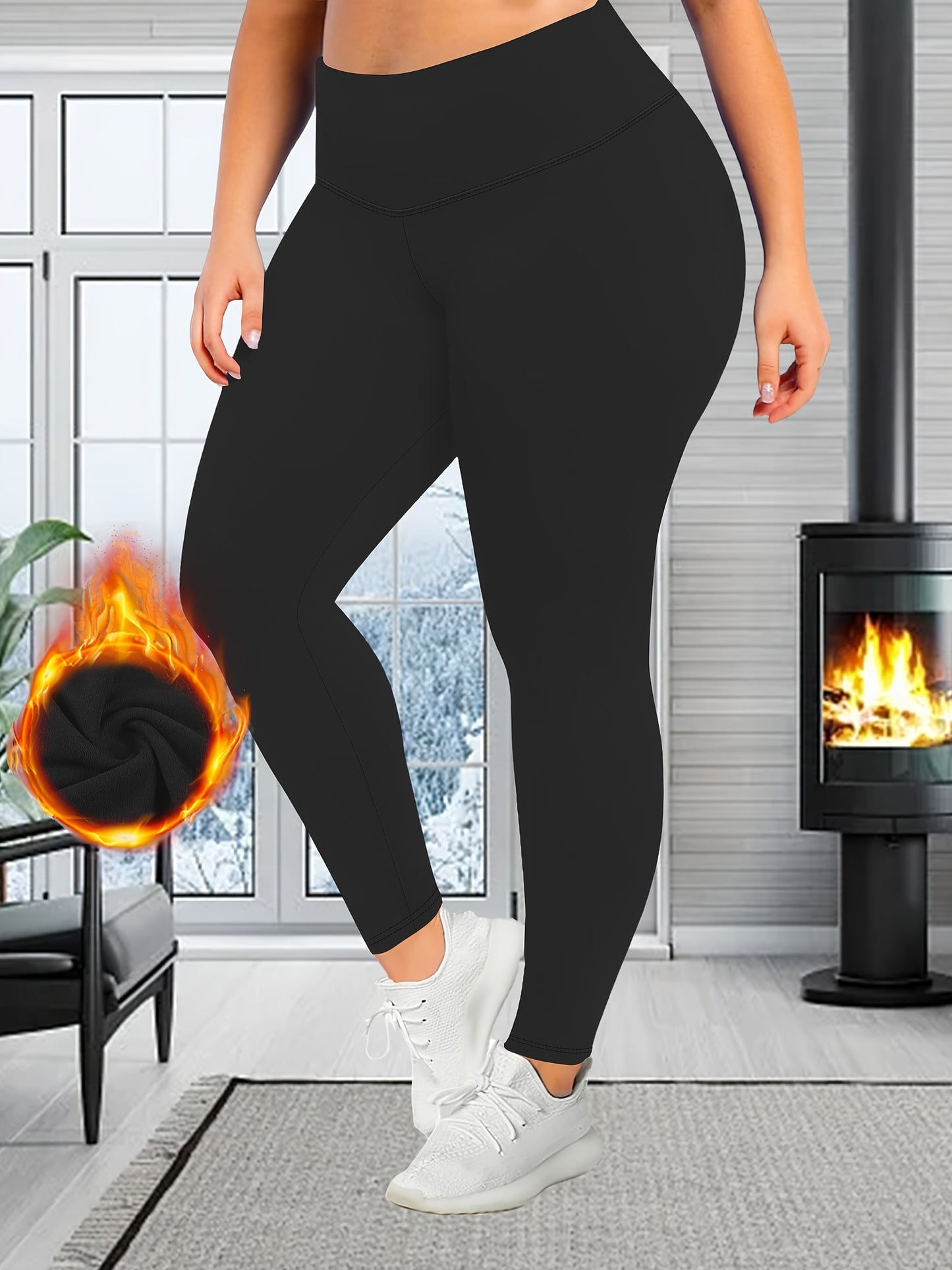 Cozy Plus Size Solid Leggings - Soft, High Waist, Thick, Stretchy