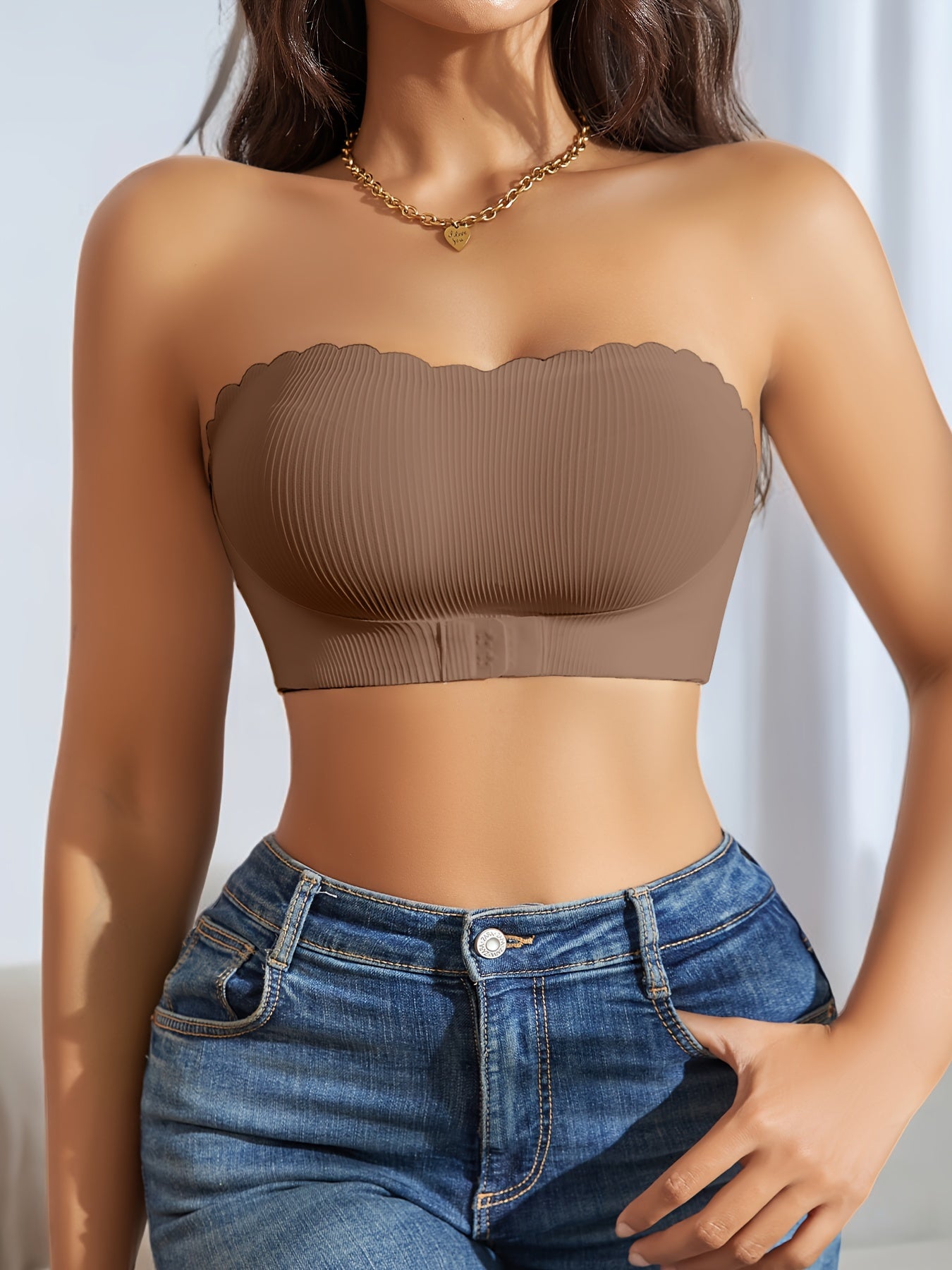 Sleek Comfortable Bodysuit - European And American Simple Wave Edge Front Buckle Anti-Fall - Sexy