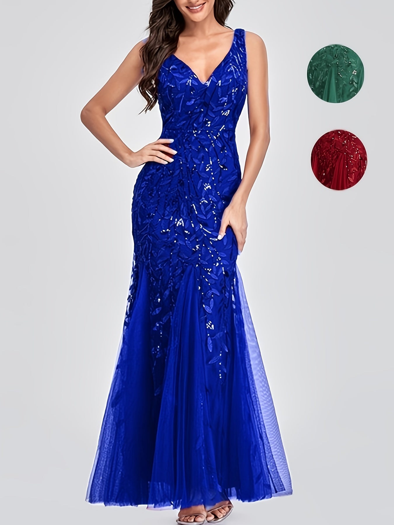 Elegant Embroidered Multi-Color Dresses, Hip-Wrapping Mermaid Skirt with Lace,  Christmas Party