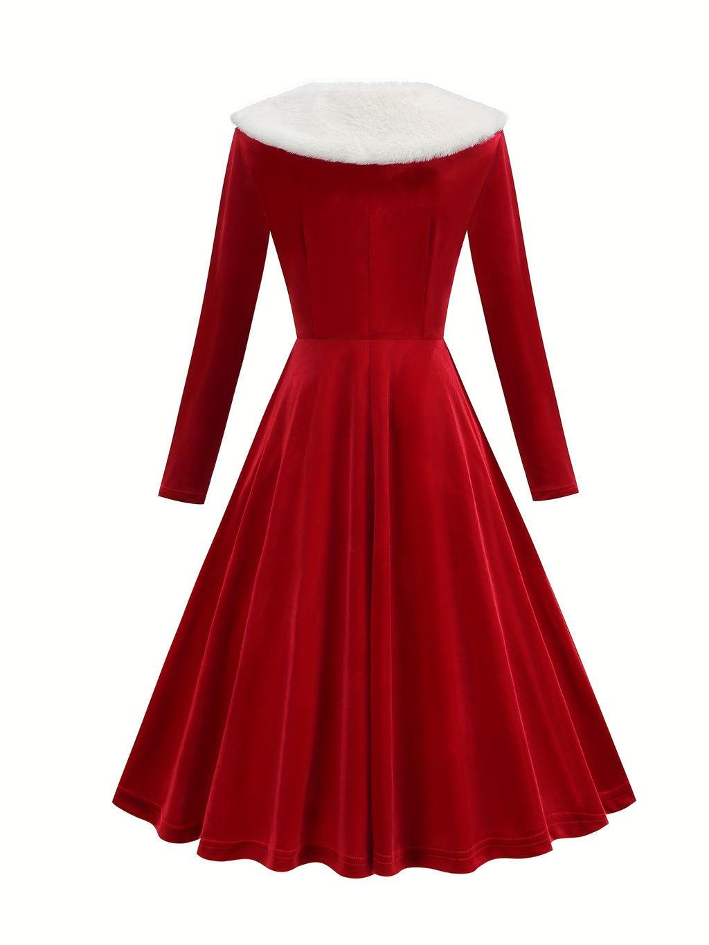 Women's Vintage Elegant Plush Jacket & Dress with Collar Christmas Party New Year