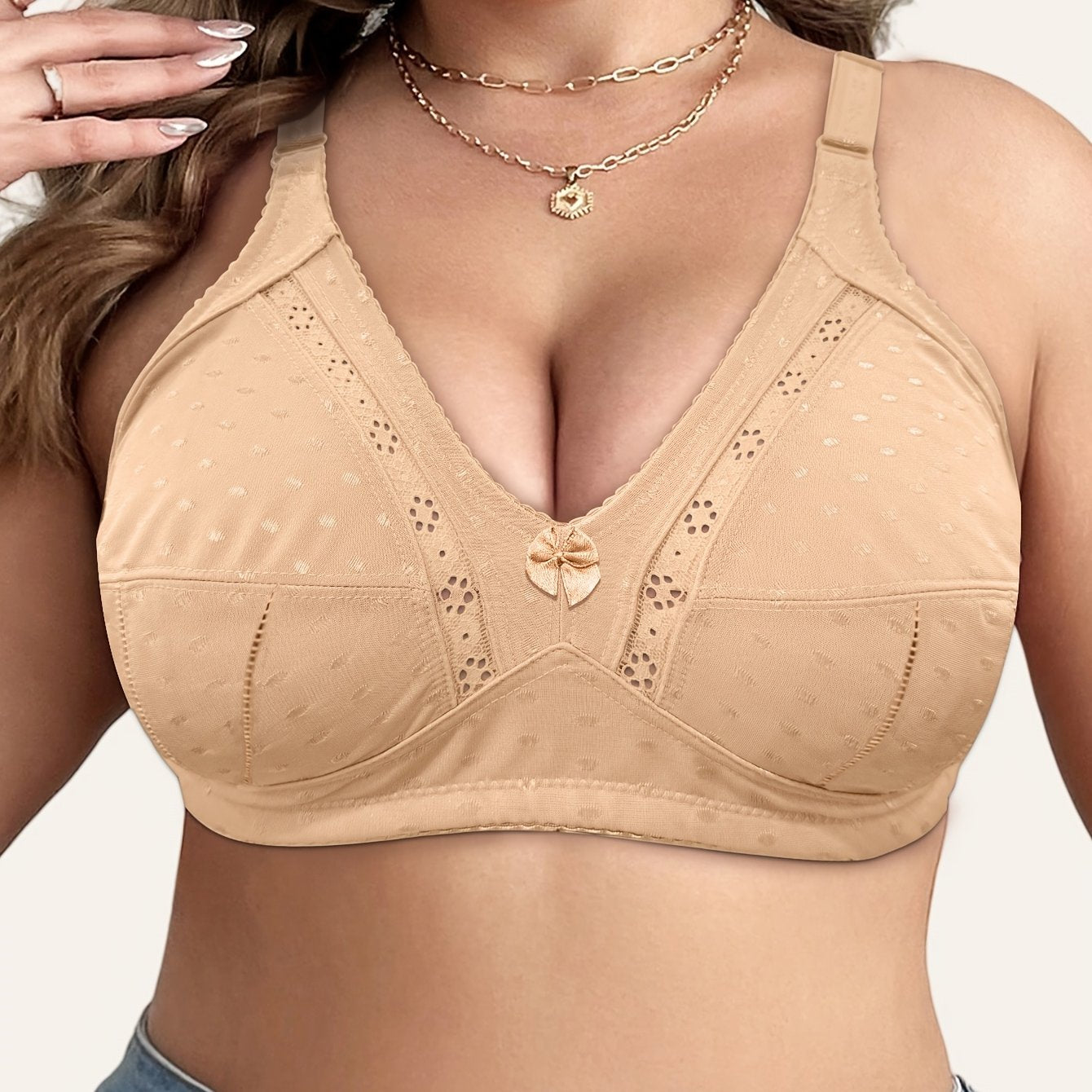 Women's Plus Size Wireless Bra with Bowknot