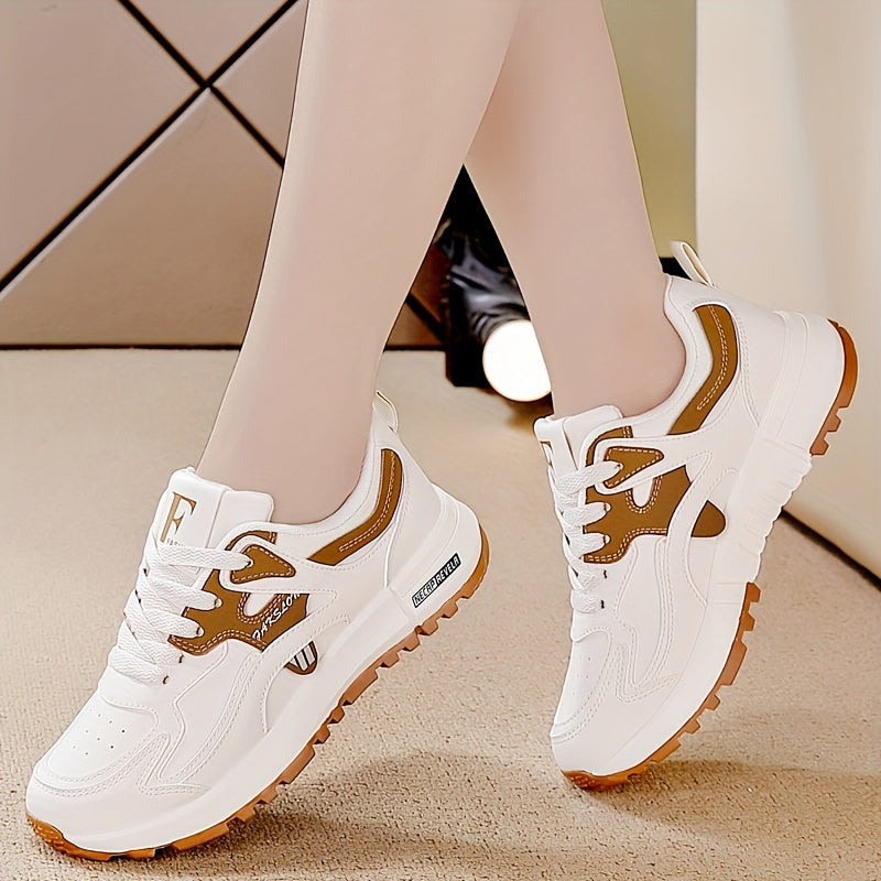 Women's Bold Contrast Color Lace-Up Sneakers