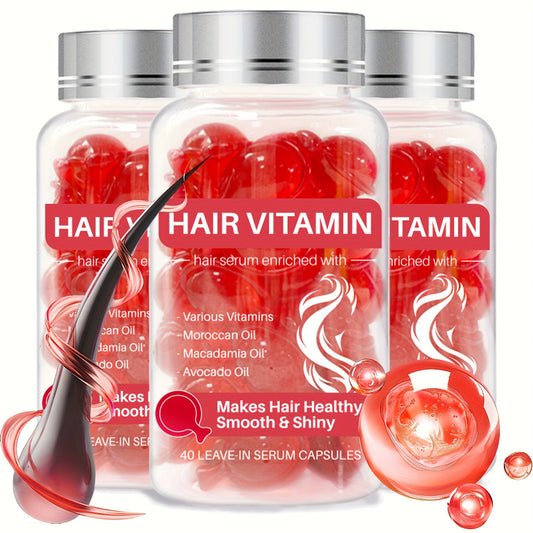 1 Bottle 40pcs Hair Vitamin Essence Capsules, Rich in Rosemary Essential Oil, Moroccan Nut Oil, Vitamin A, C, E and Argan Oil,