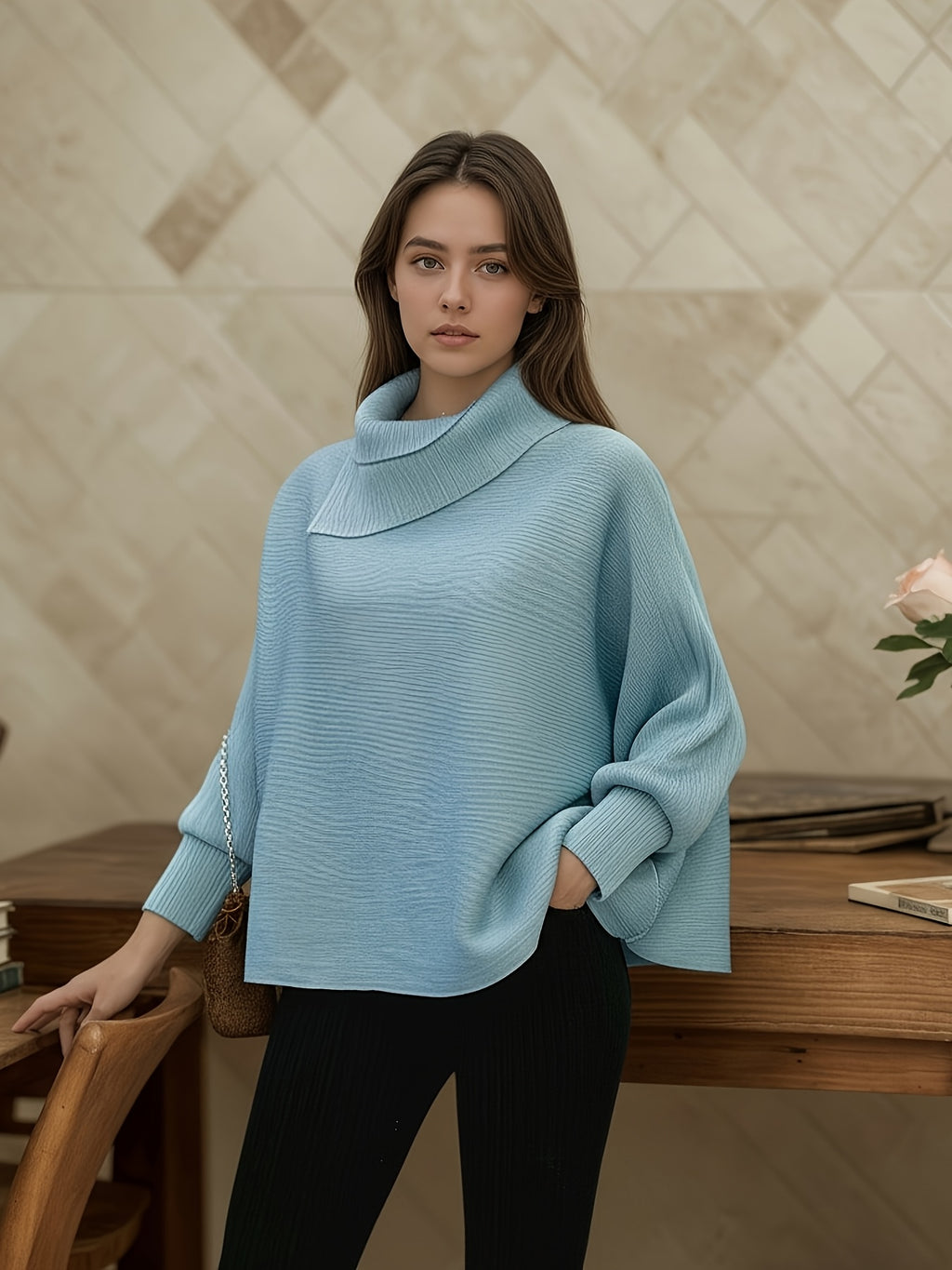 Loose-Fitting, Stylish, Casual Scarf-Neck Pullover Shirt | Perfect for Autumn and winter