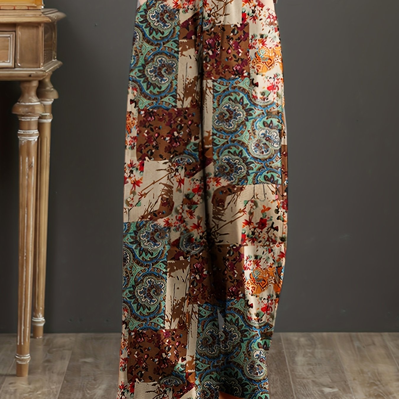 Women's Floral Print Cotton Wide Leg Pants