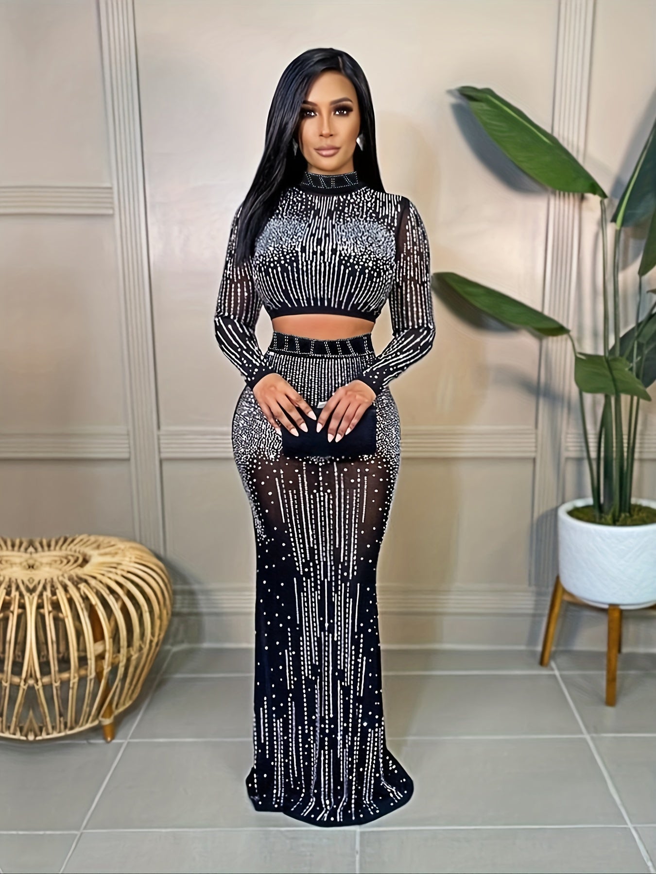 Party Rhinestone Two-piece Set