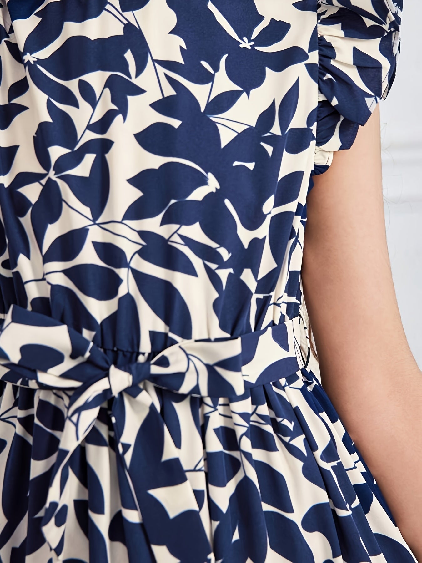 Print Sleeveless Maxi Dress with Belt for Teens