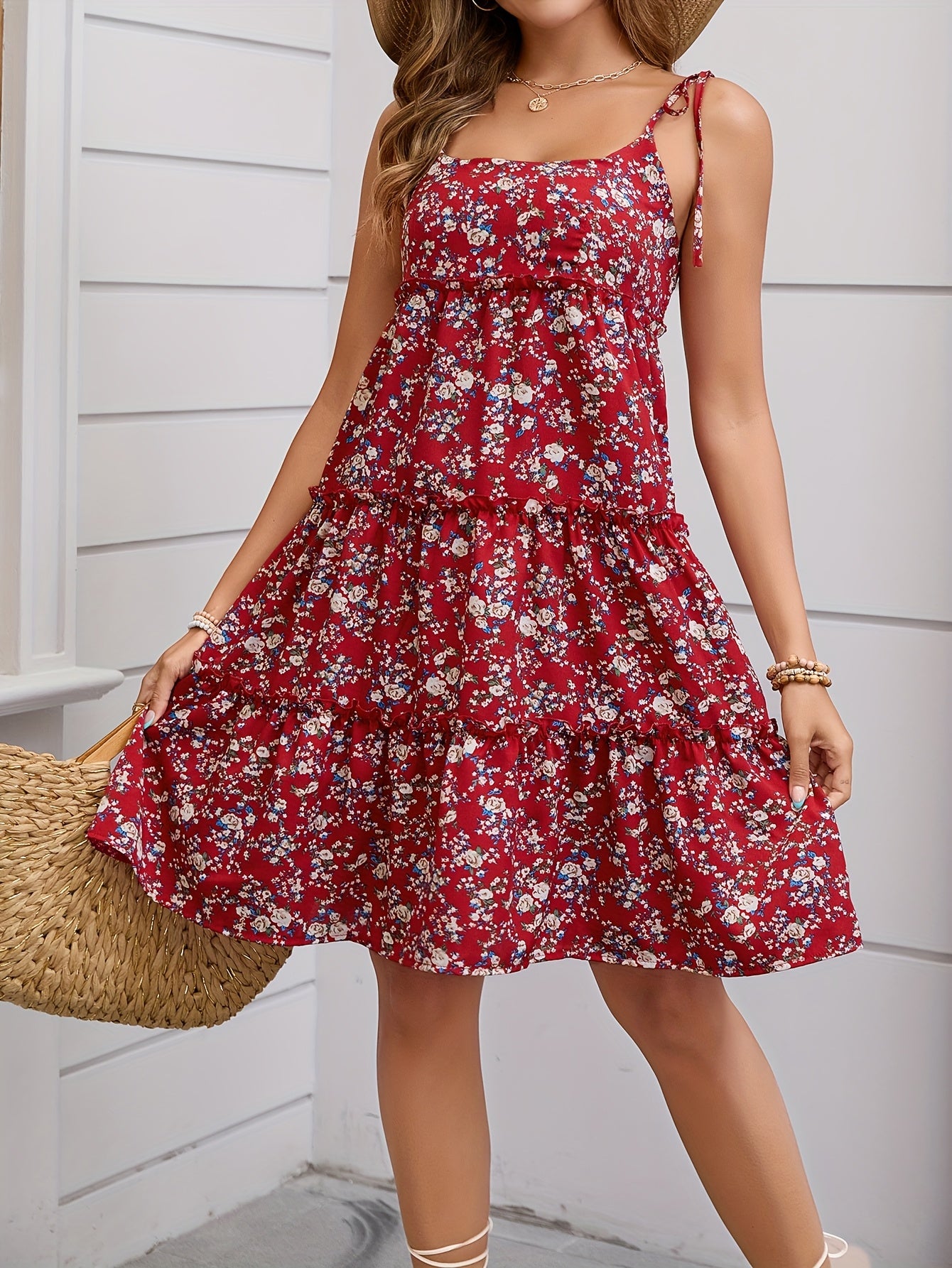 Sleeveless A-Line Mini Sundress with Adjustable Drawstring