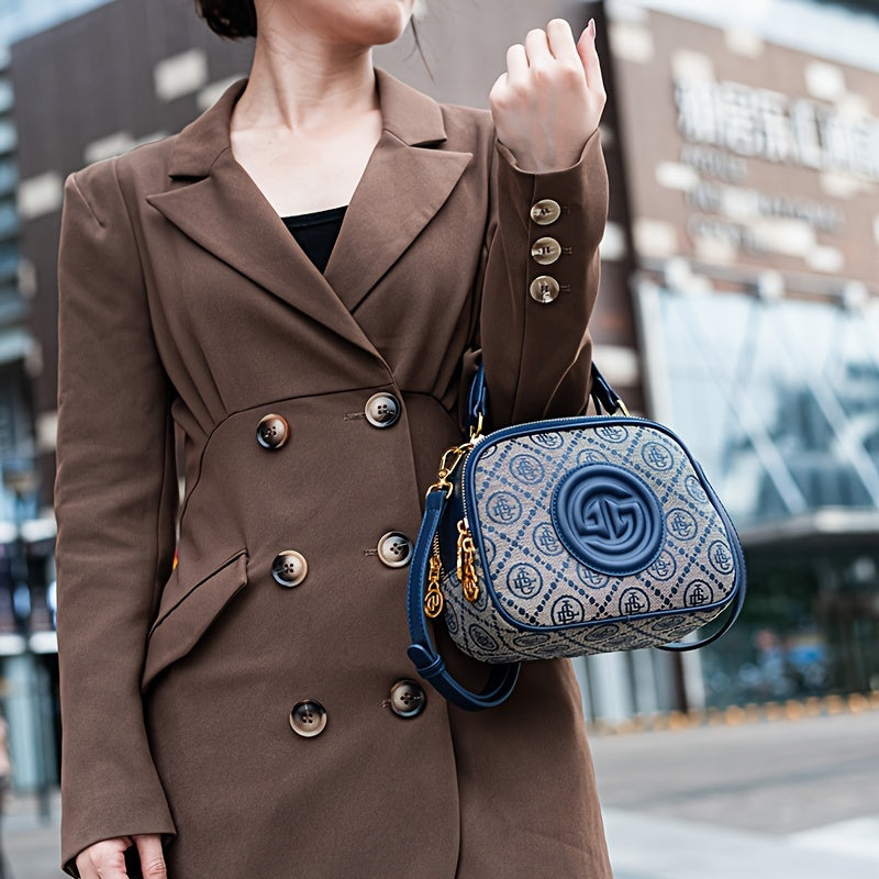 Casual Geometric Pattern Embroidered Canvas Crossbody Bag