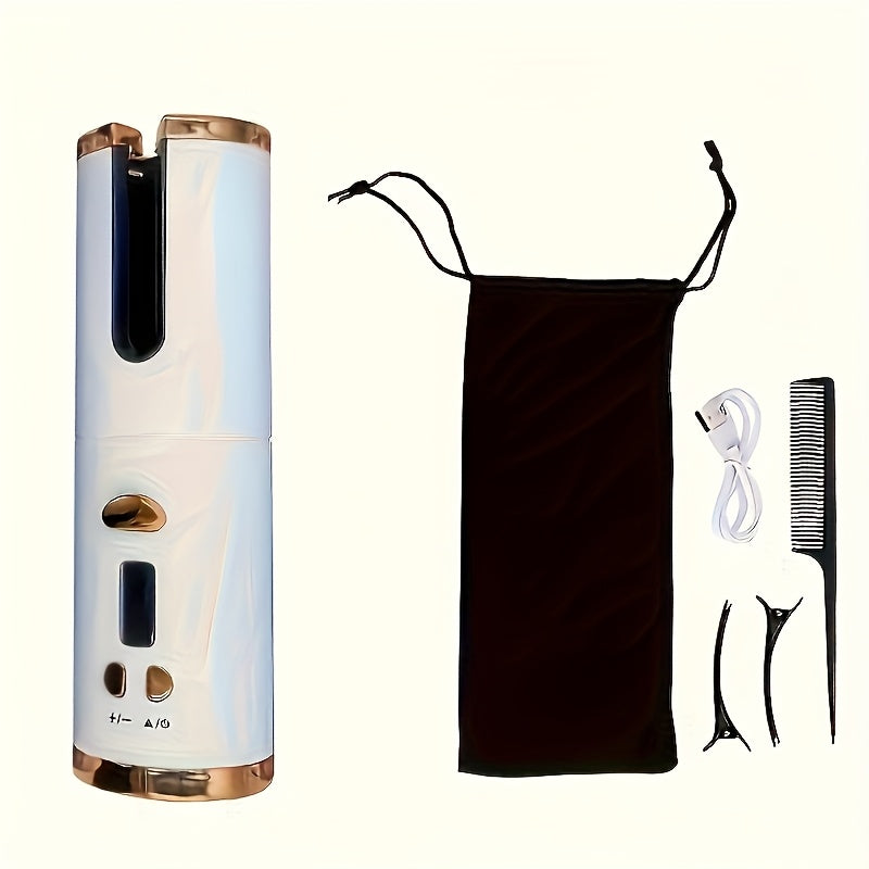 Effortless Cordless Hair Curler - USB Rechargeable, 6 Heating & Timer Settings