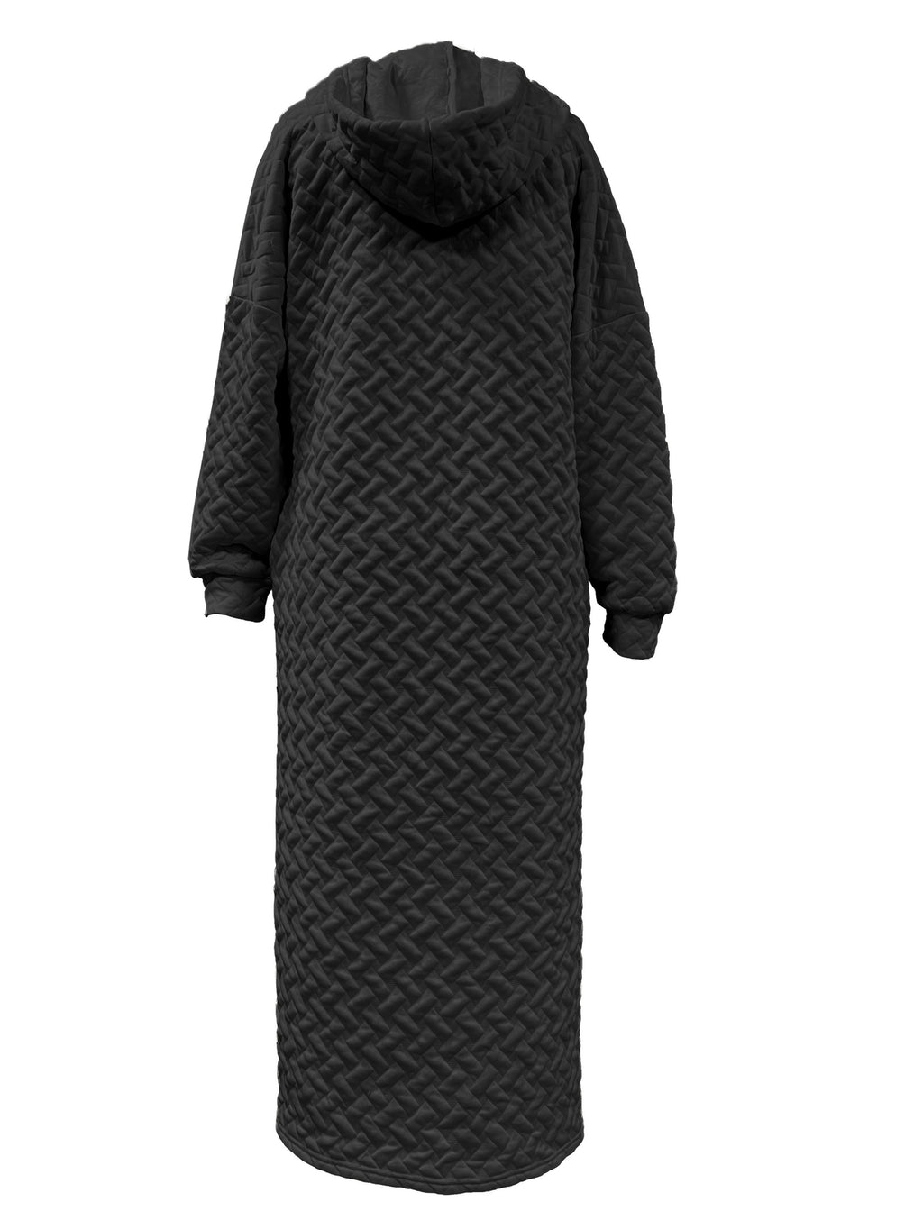 Women's Casual Hooded Long Sleeve Dress with Pockets - Solid Color