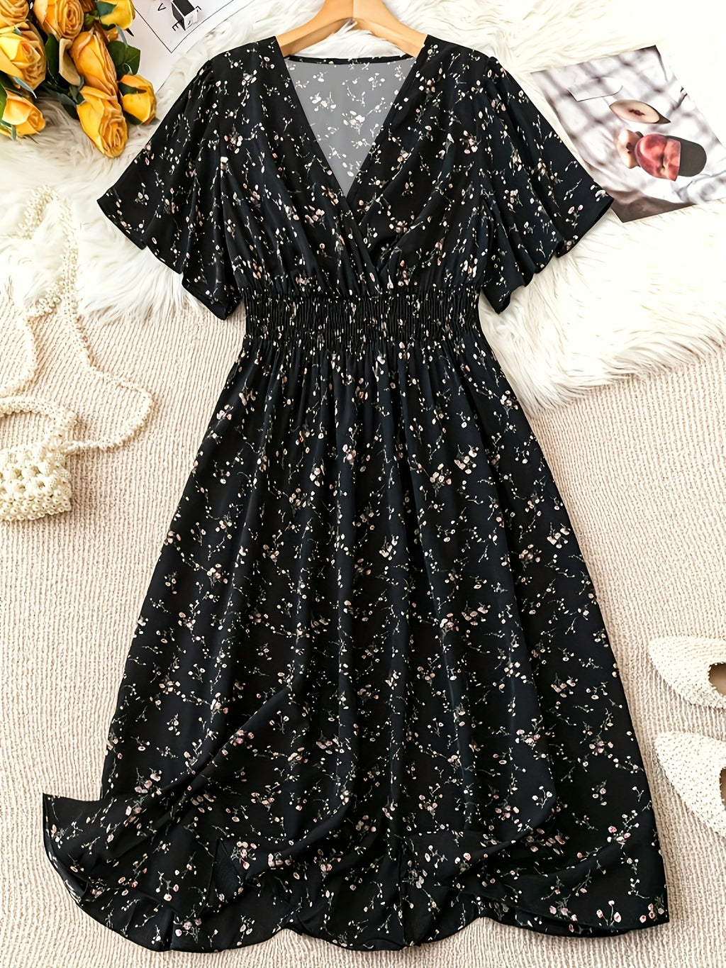 Elegant Plus Size V-Neck Dress