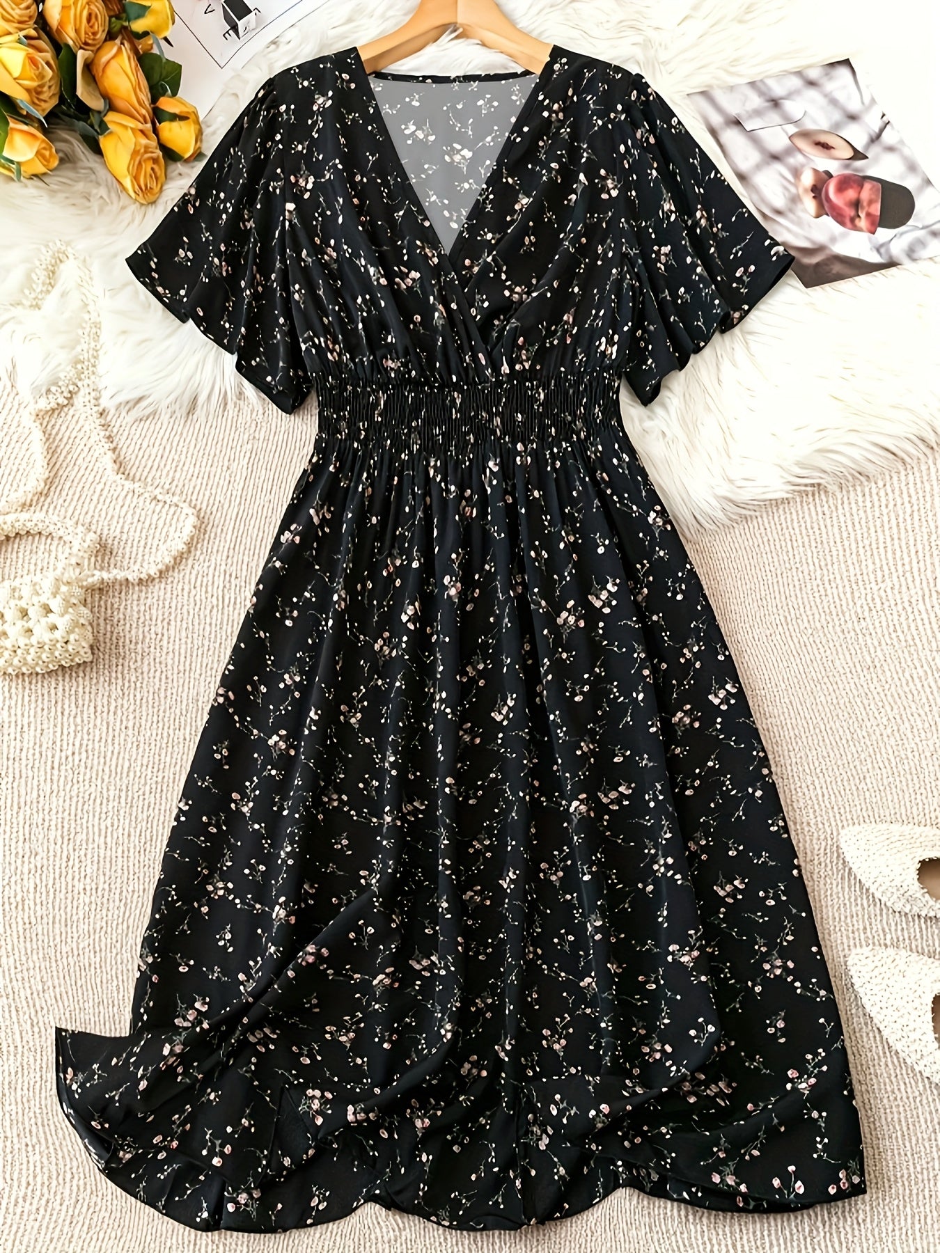 Elegant Plus Size V-Neck Dress