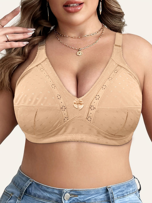 Women's Plus Size Wireless Bra with Bowknot