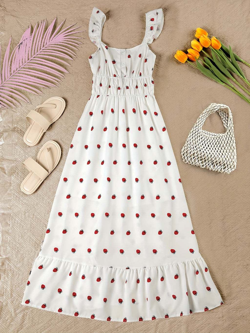 Strawberry Print Sleeveless Dress