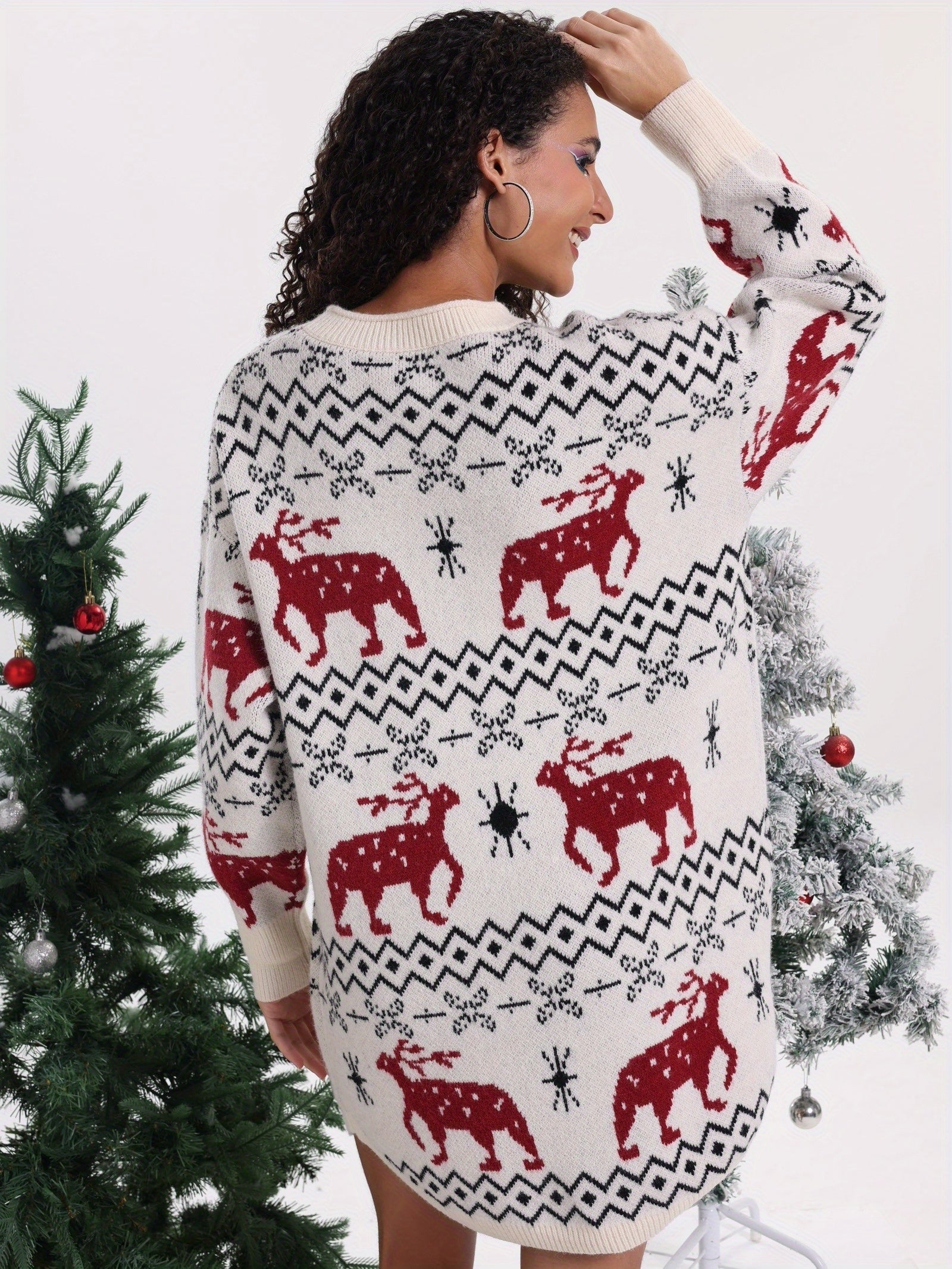 Plus Size, Women's Elegant Winter Maxi Sweater Coat for Christmas Parties & Special Occasions