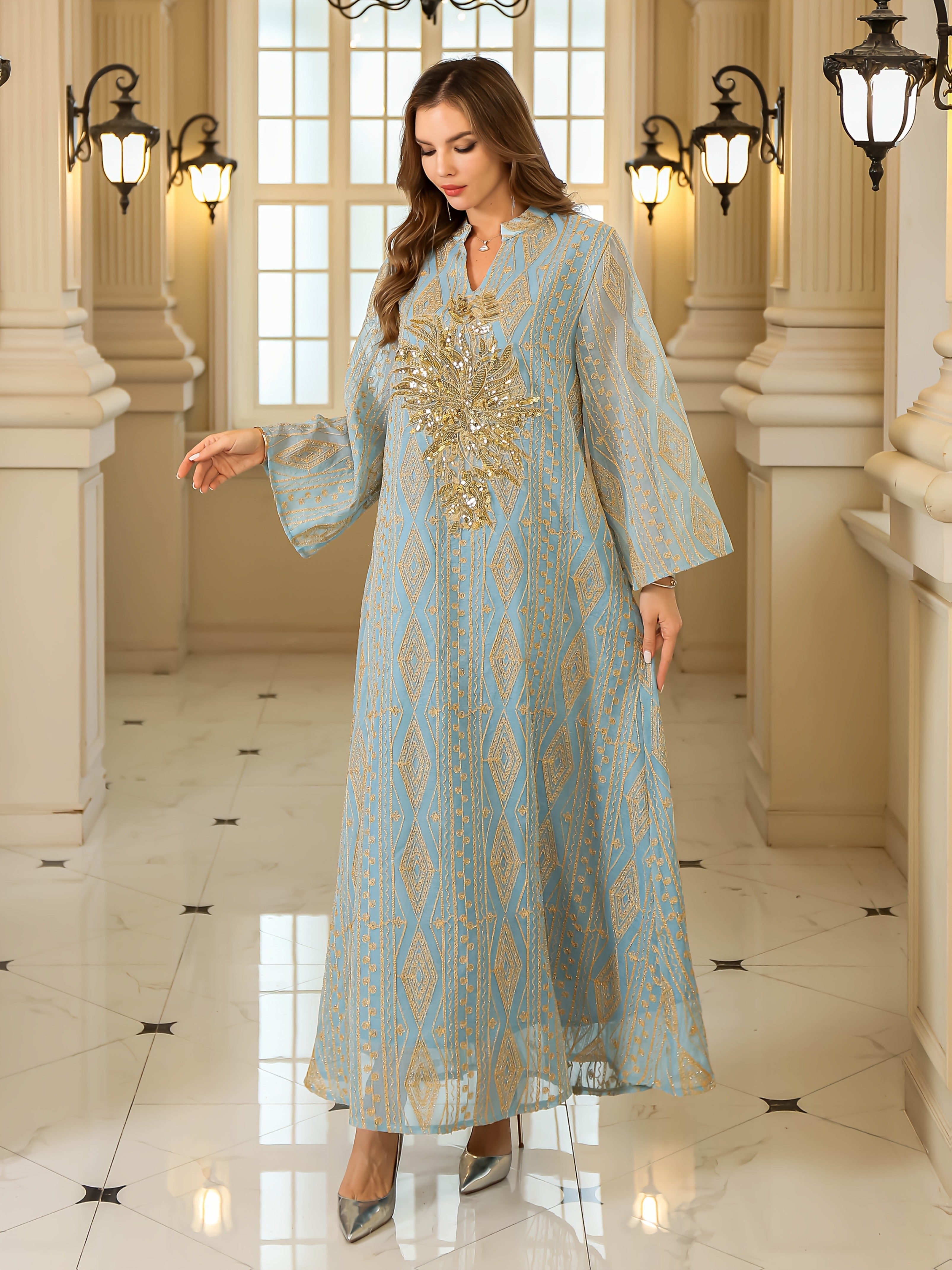 Women's Elegant Long Sleeve Abaya Robe