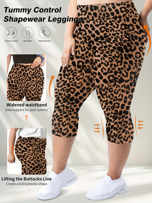Plus Size High-Waisted Leopard Print 7-Inch Leggings