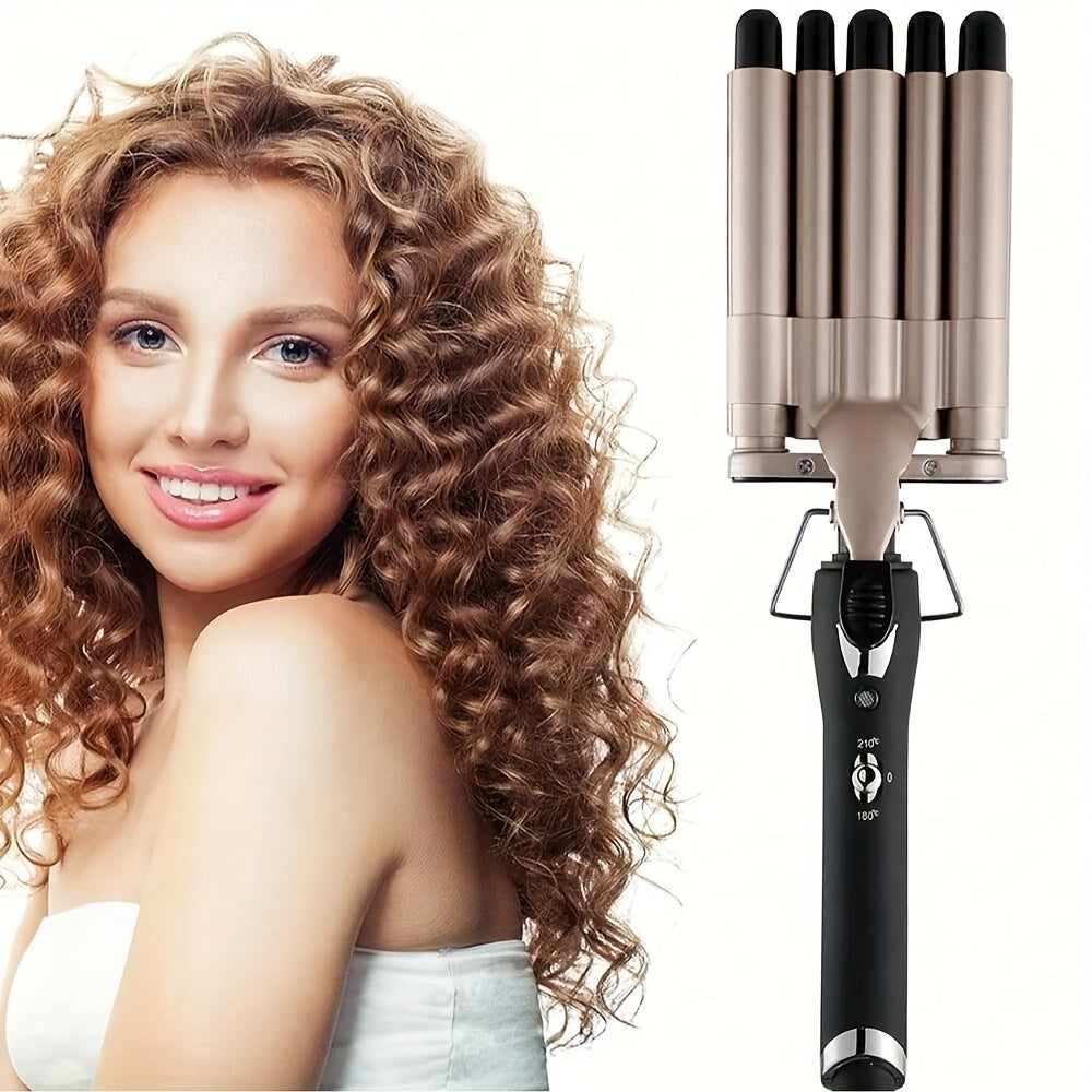 5-Barrel Hair Crimper Iron Wand, 1.52 cm Ceramic Tourmaline Dual Voltage Curling Iron