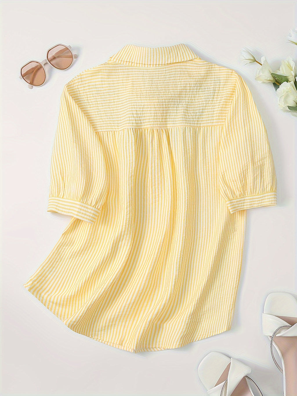 Embroidered Button Front Shirt, Casual Short Sleeve Lapel Top For Spring & Summer, Women's Clothing