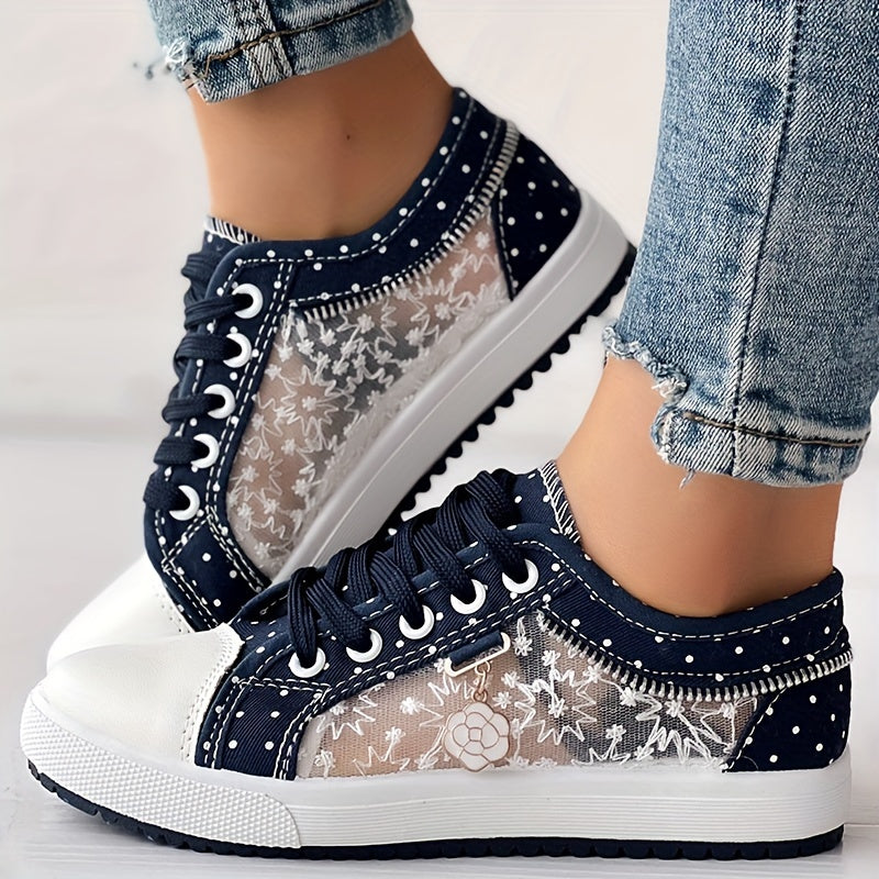 Women's Floral Mesh & Synthetic Cover Casual Sneakers