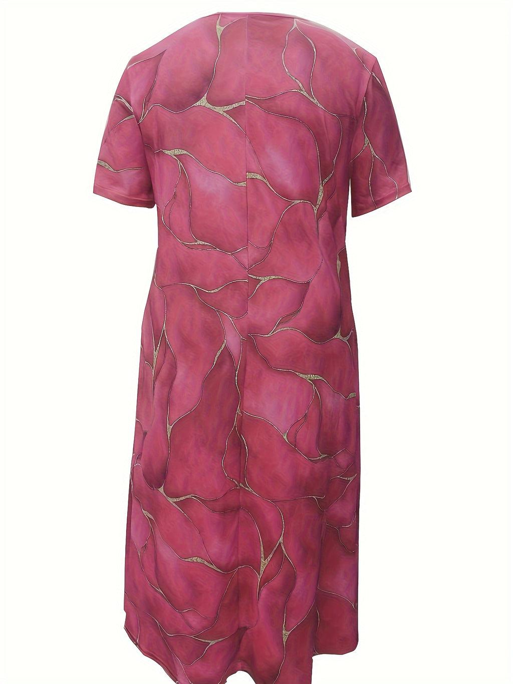 Round Neck Loose Short Sleeve Printed Dress