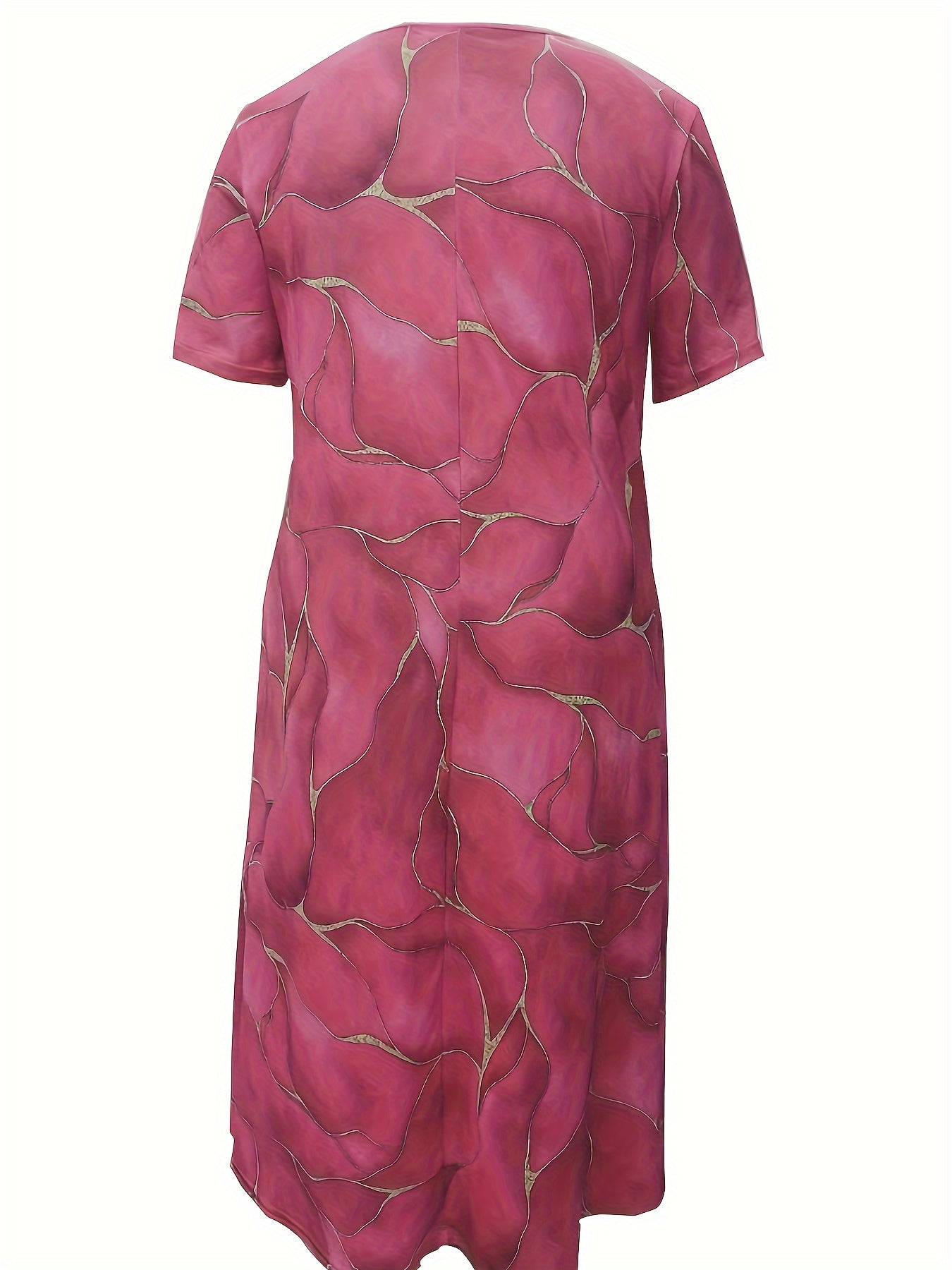 Round Neck Loose Short Sleeve Printed Dress