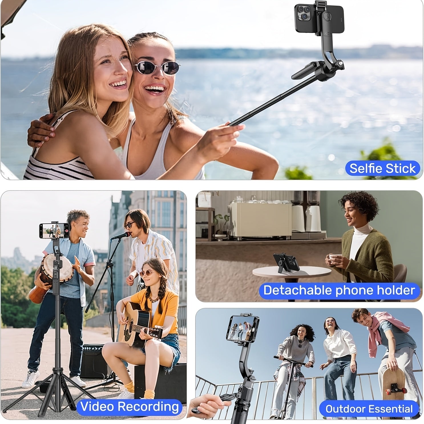 Auto Face Tracking Tripod 360° Rotation, Extendable