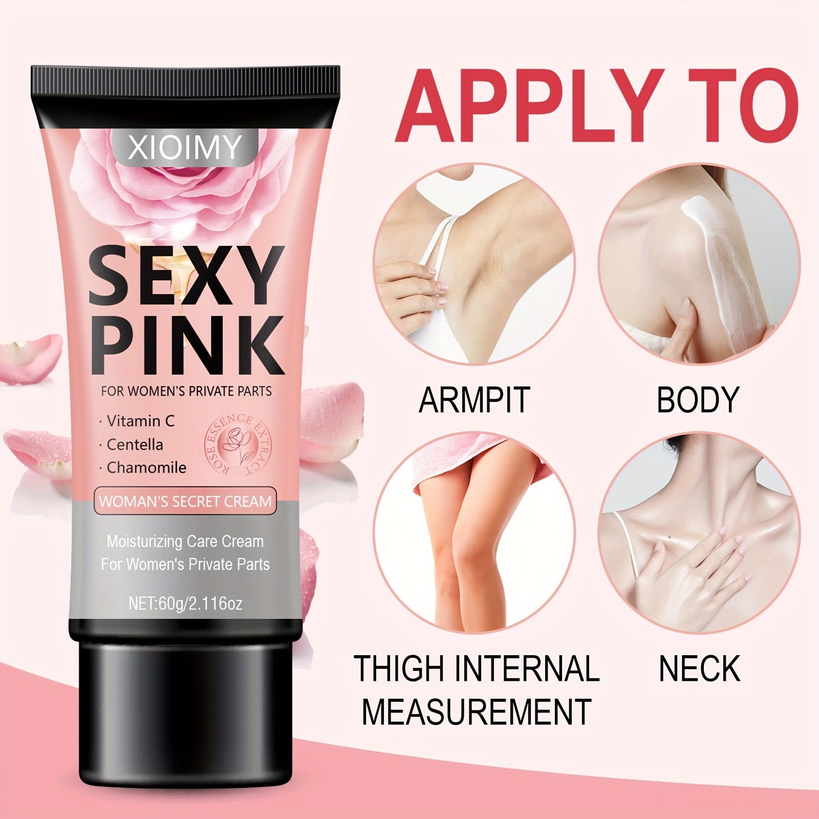 Deeply Hydrating Rose & Vitamin C Formula Pink Women's Private Part Moisturizing Cream