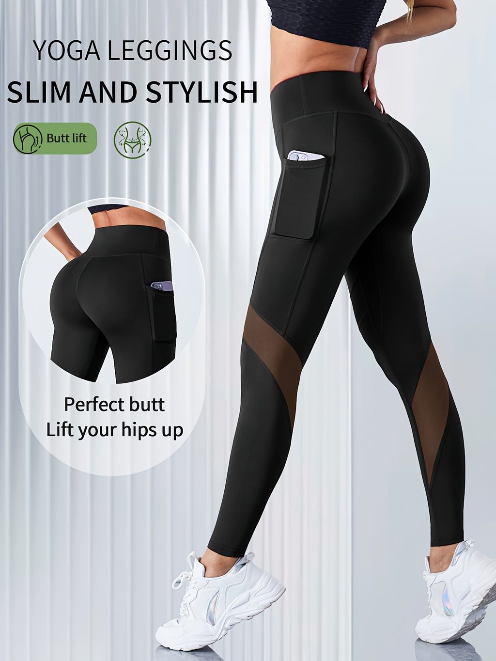 Women's High-Waisted Red Yoga Leggings with Mesh Panel Full Elasticity