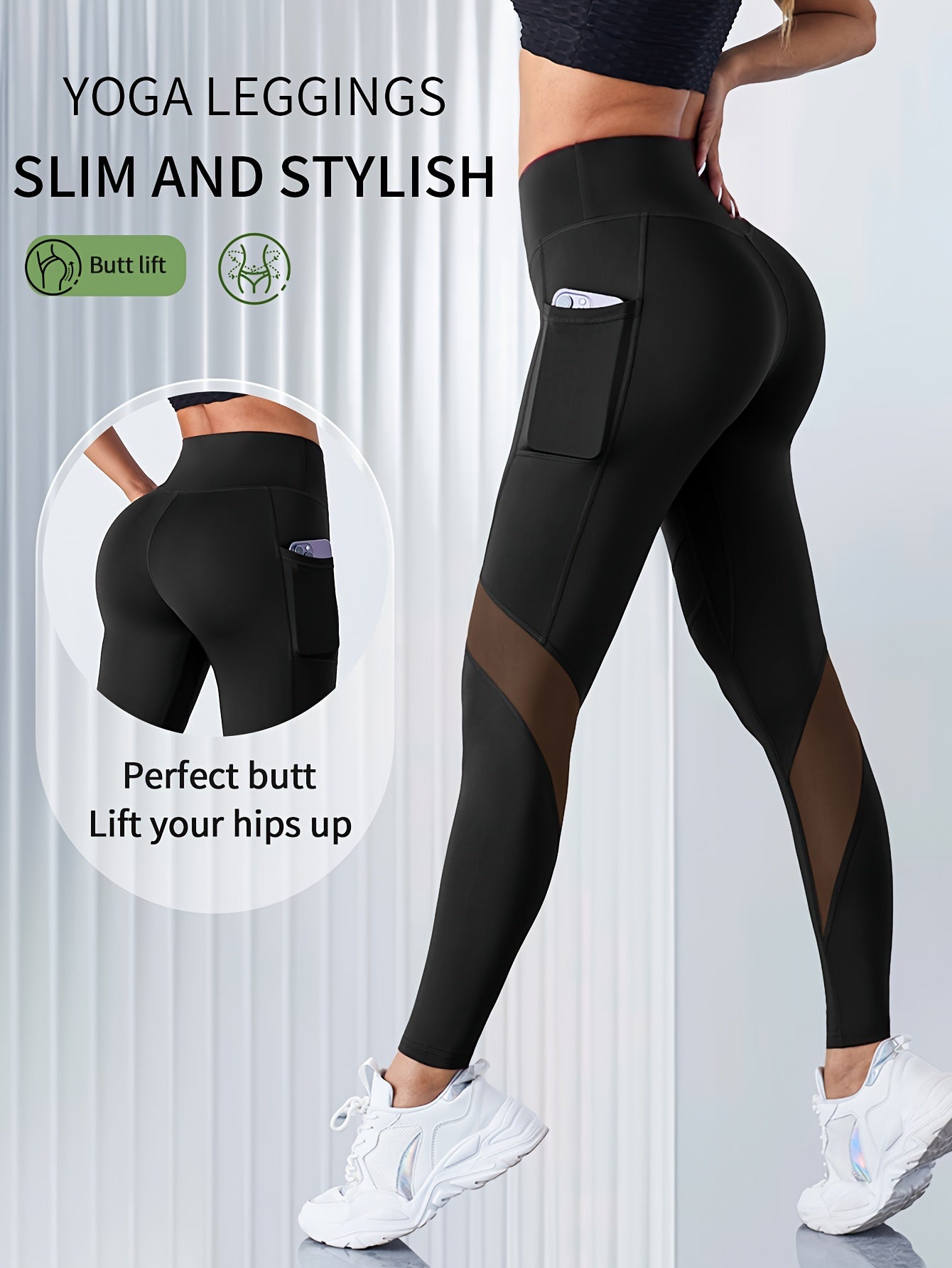 Women's High-Waisted Red Yoga Leggings with Mesh Panel Full Elasticity
