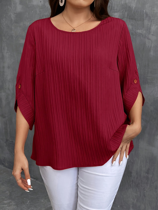 Women's Plus Size Button-Up Blouse , Short Sleeve