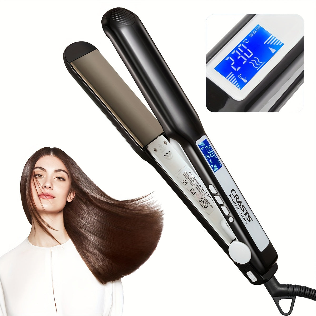 Professional Hair Straightener with Display - Dual-Use for Smooth Styling & Curls