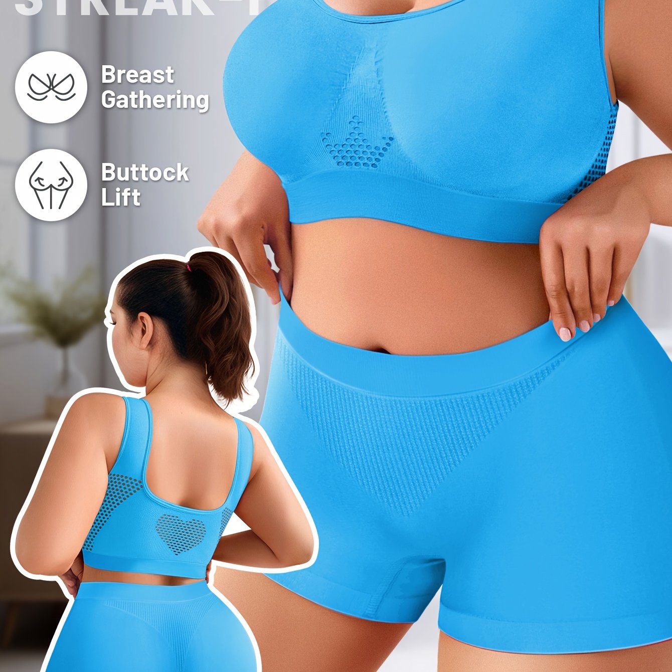One Set Women's Plus Size Lingerie Bra and Panty Set Seamless Top Oversized Comfortable Loose Home Leisure Sports Bra