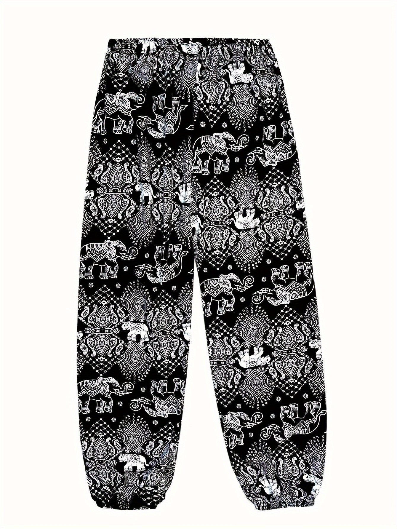 Women's Loose Fit Wide Leg Flare Pants with Print