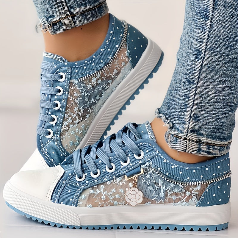 Women's Floral Mesh & Synthetic Cover Casual Sneakers