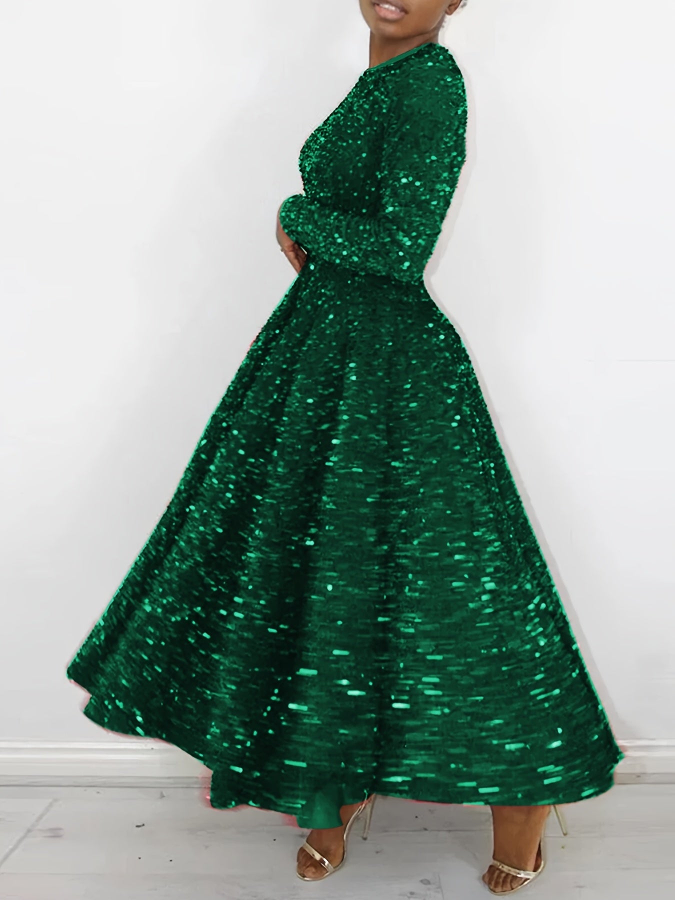 Women's Red Long Dress with a Round Neck, Perfect for Christmas Parties And New Year Celebrations