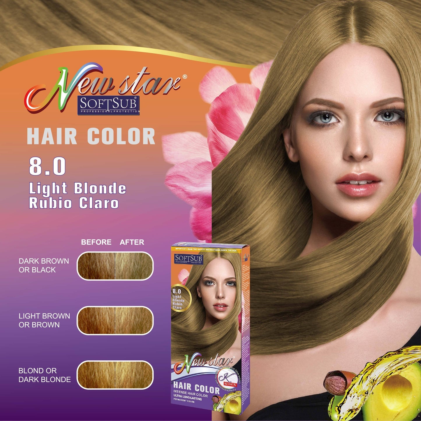 SOFTSUB Women'S Hair Color Kit - 60ml Cream & 60ml Developer with Gloves, Vibrant Colors including Pink, Yellow, Blue, Green, and Purple, Salon-Quality Results, Easy Application, No Mixing Required, SOFTSU