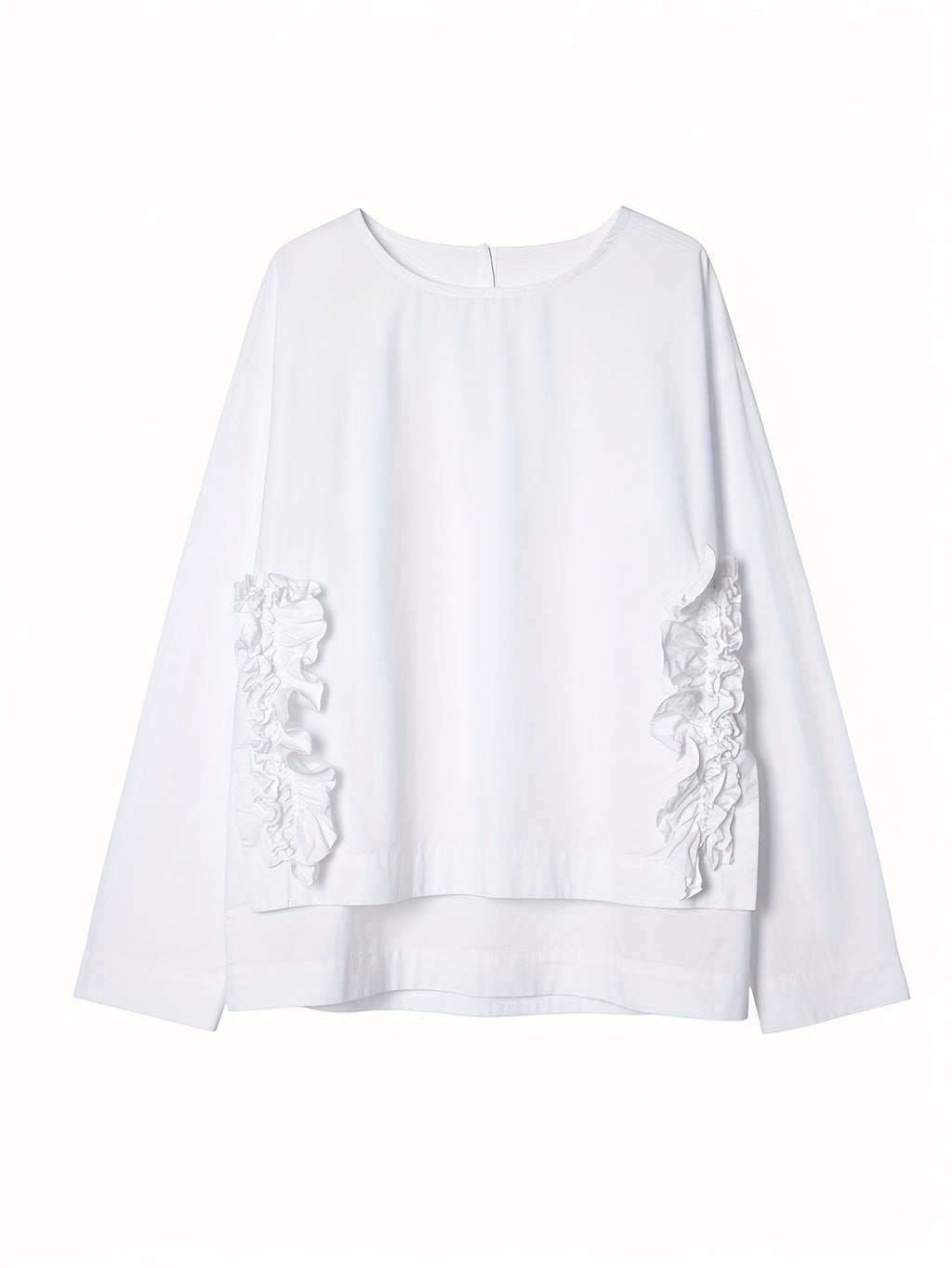 Women'S Elegant Blouse - Long Sleeve Shirt with Ruffled Hem